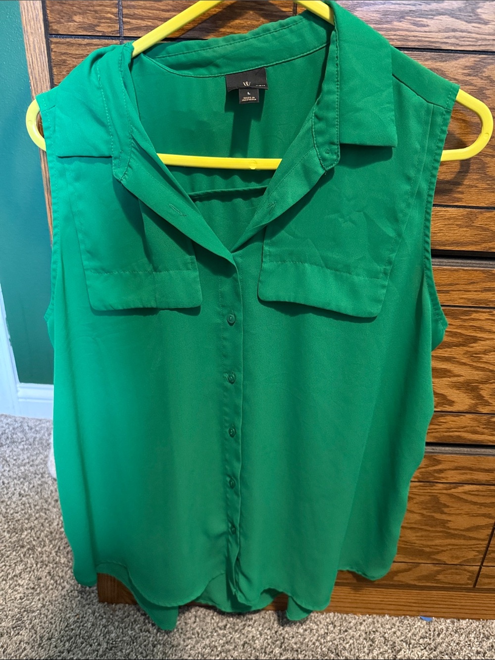 W by Worth Sleeveless Button-Front Camisole in Green